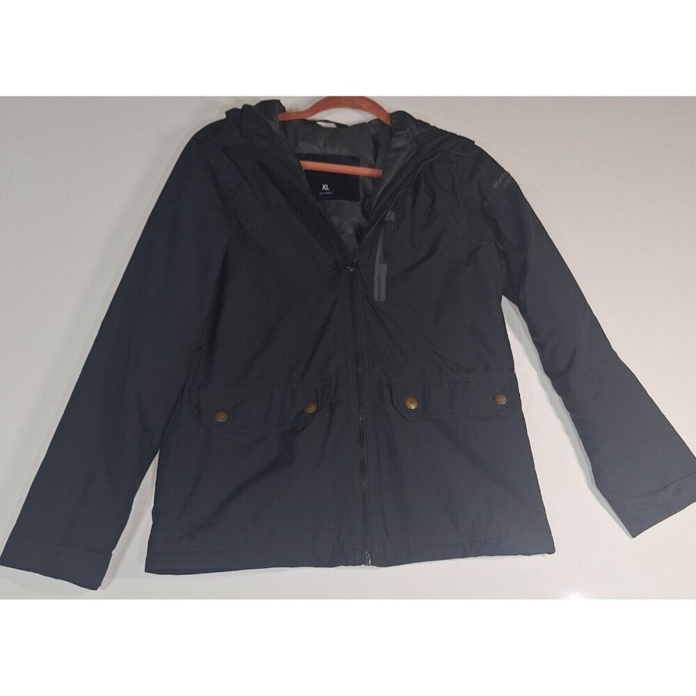 Abercrombie Mens Hooded Lined Cloth Jacket Size Small Black Hook & Latch Sleeves